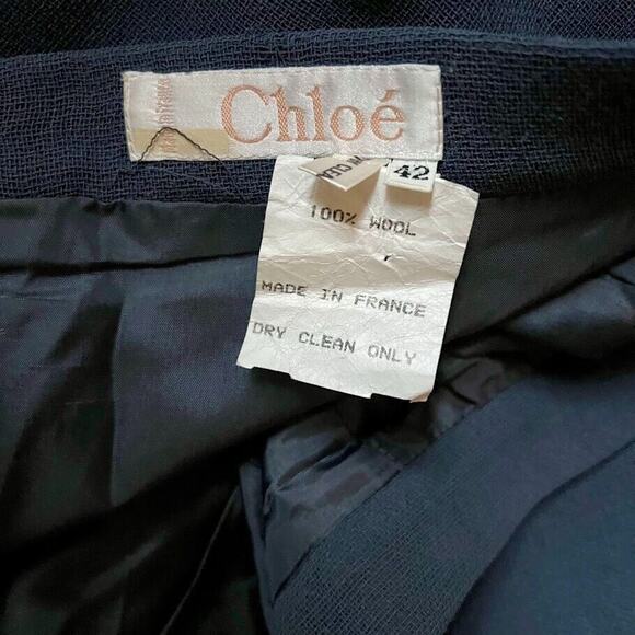 Chloe Size L US 10 Blue Wool Tailored Designer Pencil Skirt FR42 Classic France - Picture 3 of 4